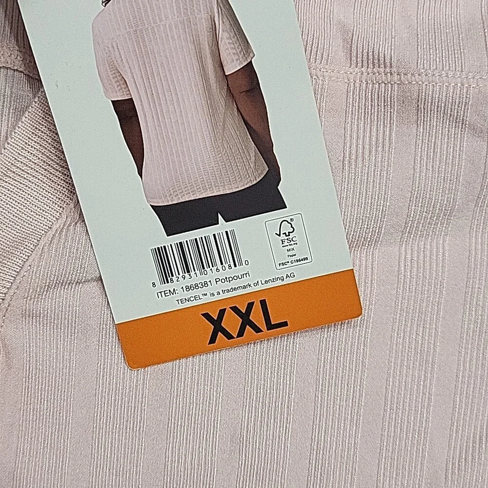 Mondetta Womens Top XX-Large Size Pink Ribbed Polo Tee Shirt Short Sleeves